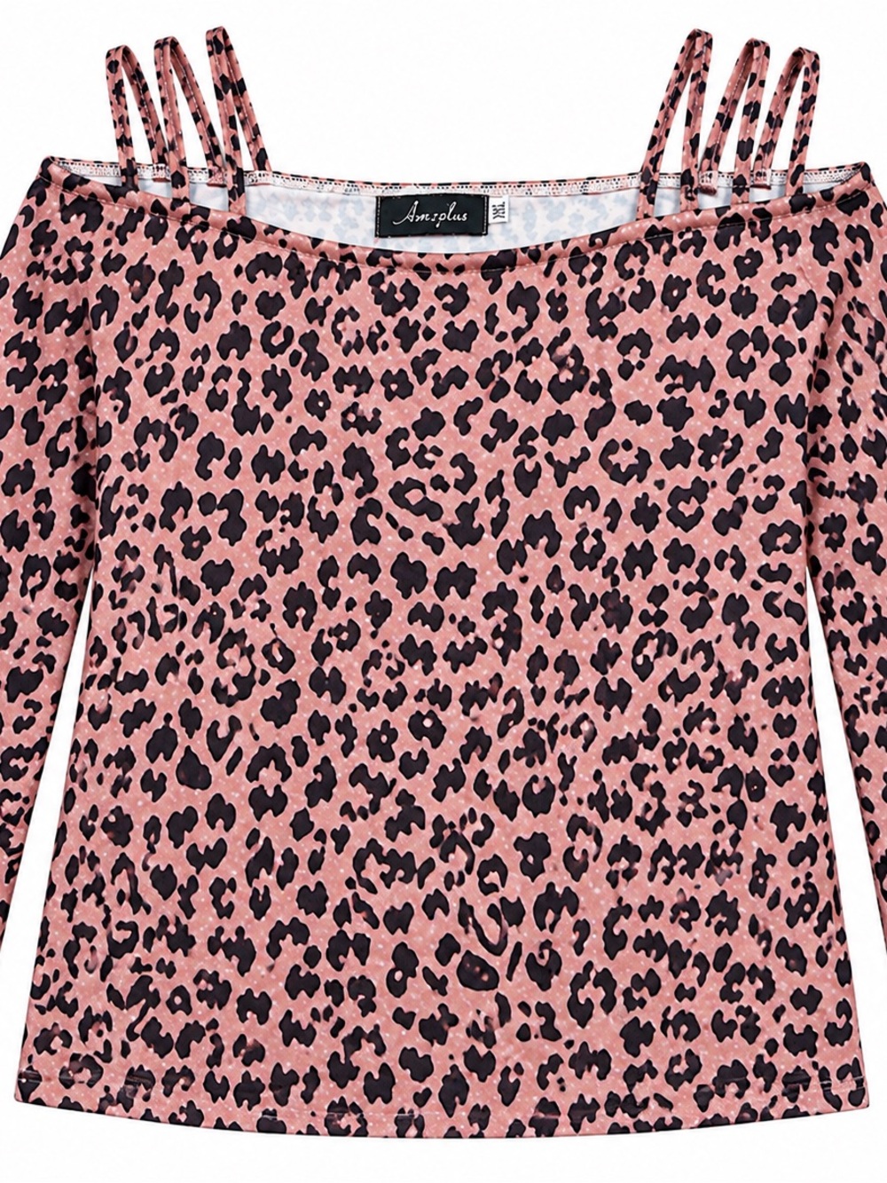 Pink Leopard Print Strappy Off-Shoulder Top